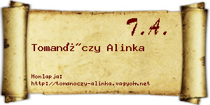 Tomanóczy Alinka névjegykártya